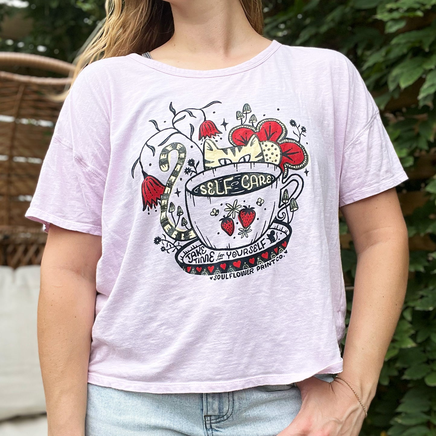 Self Care Cat | Light Pink Tee | 2X