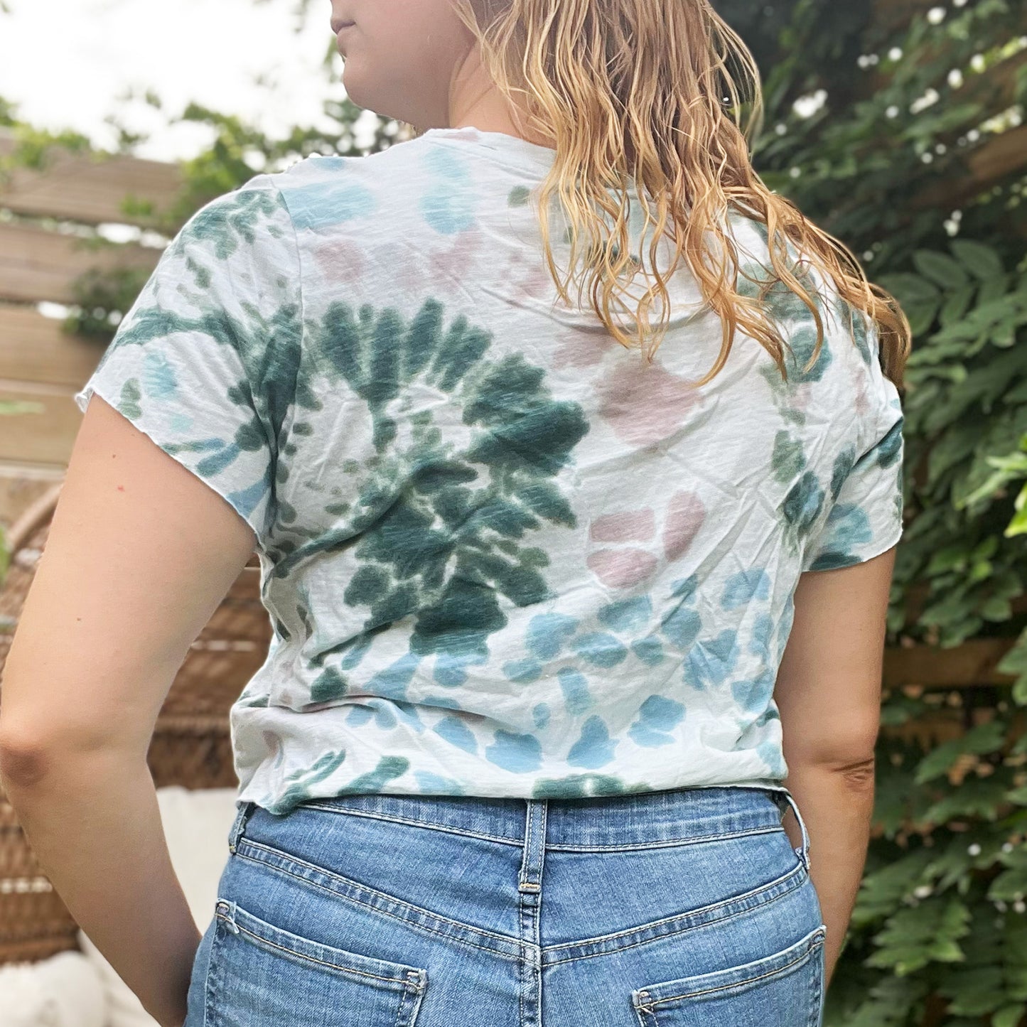 Protect Mother Nature | Blue/Pink/Green Tiedye Crop Top | Medium