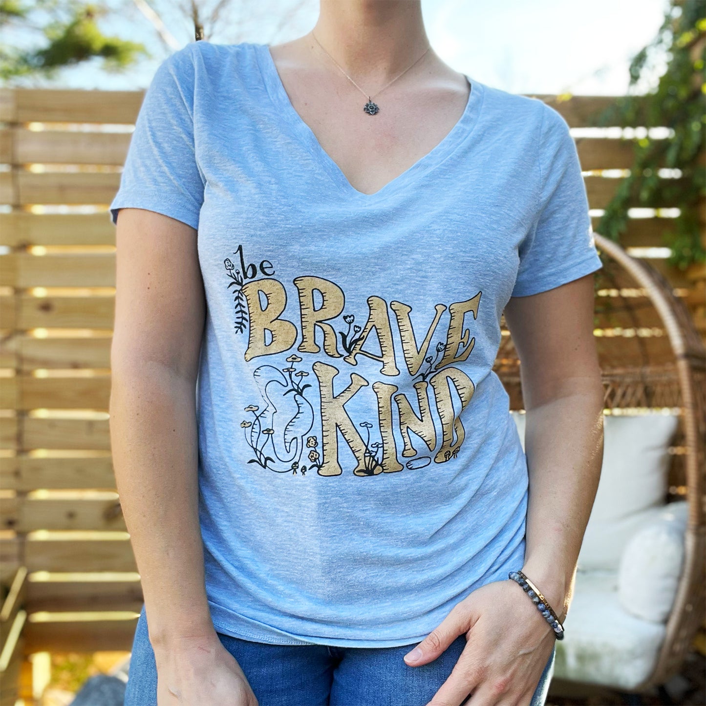 Brave & Kind | Blue Tee | Large