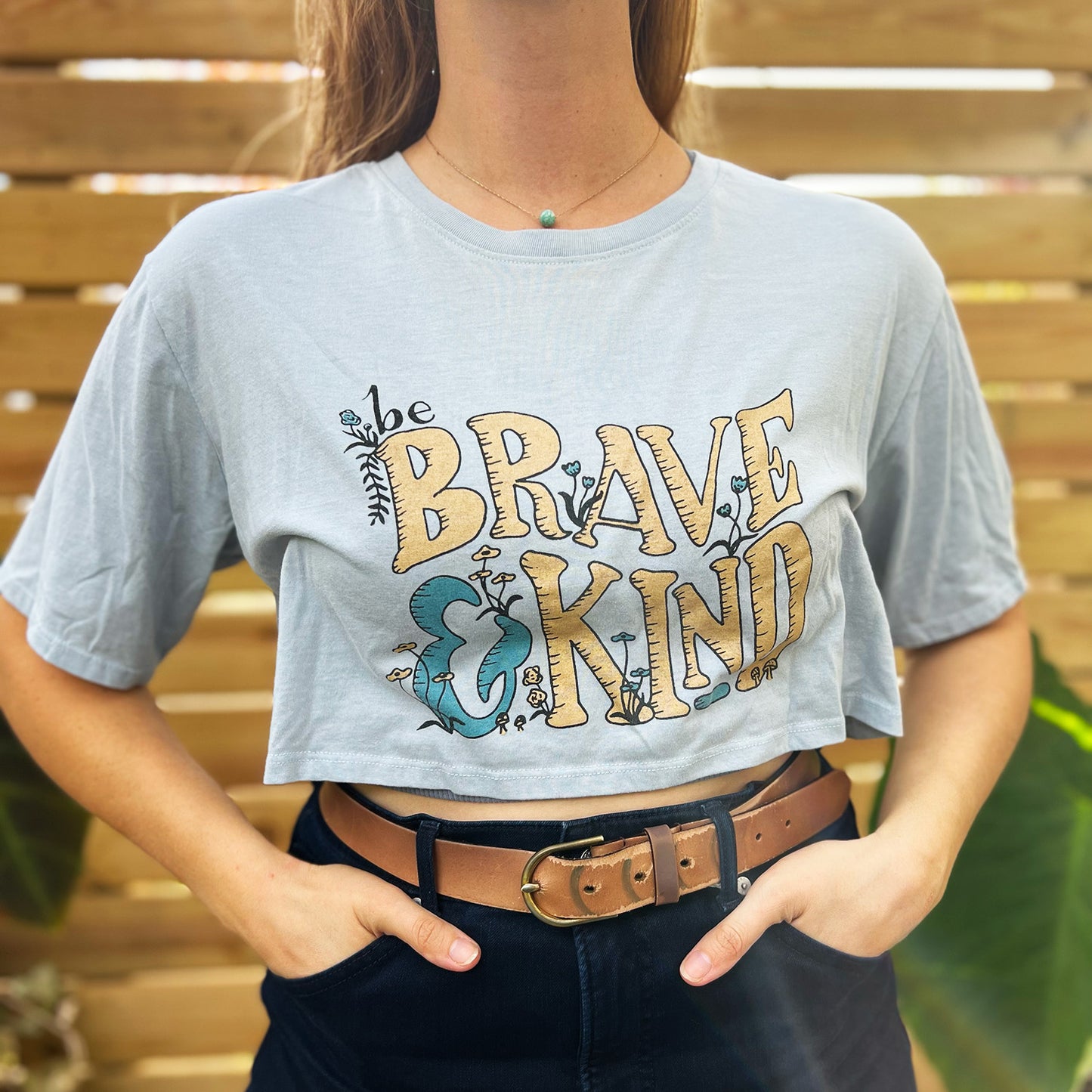 Brave & Kind | Blue Crop Top | Large