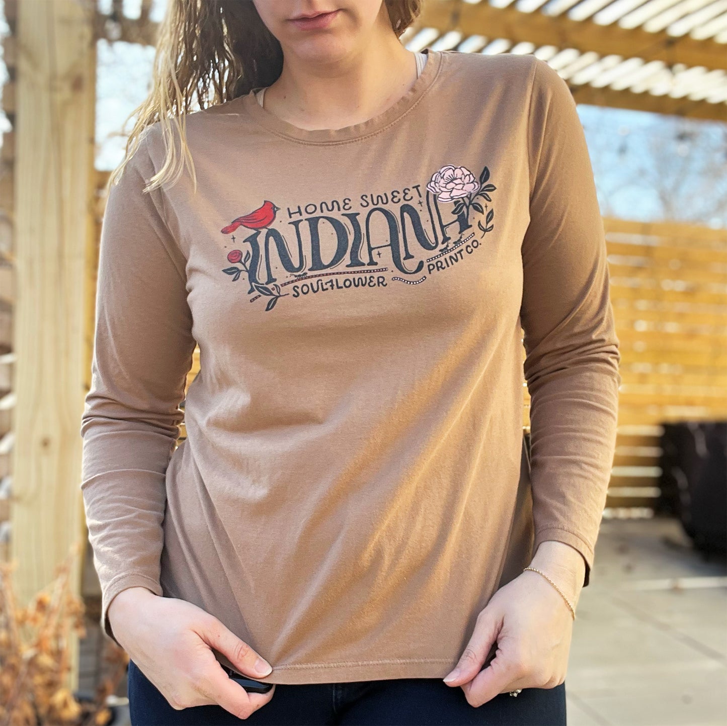Home Sweet Indiana | Brown Long Sleeve | Large