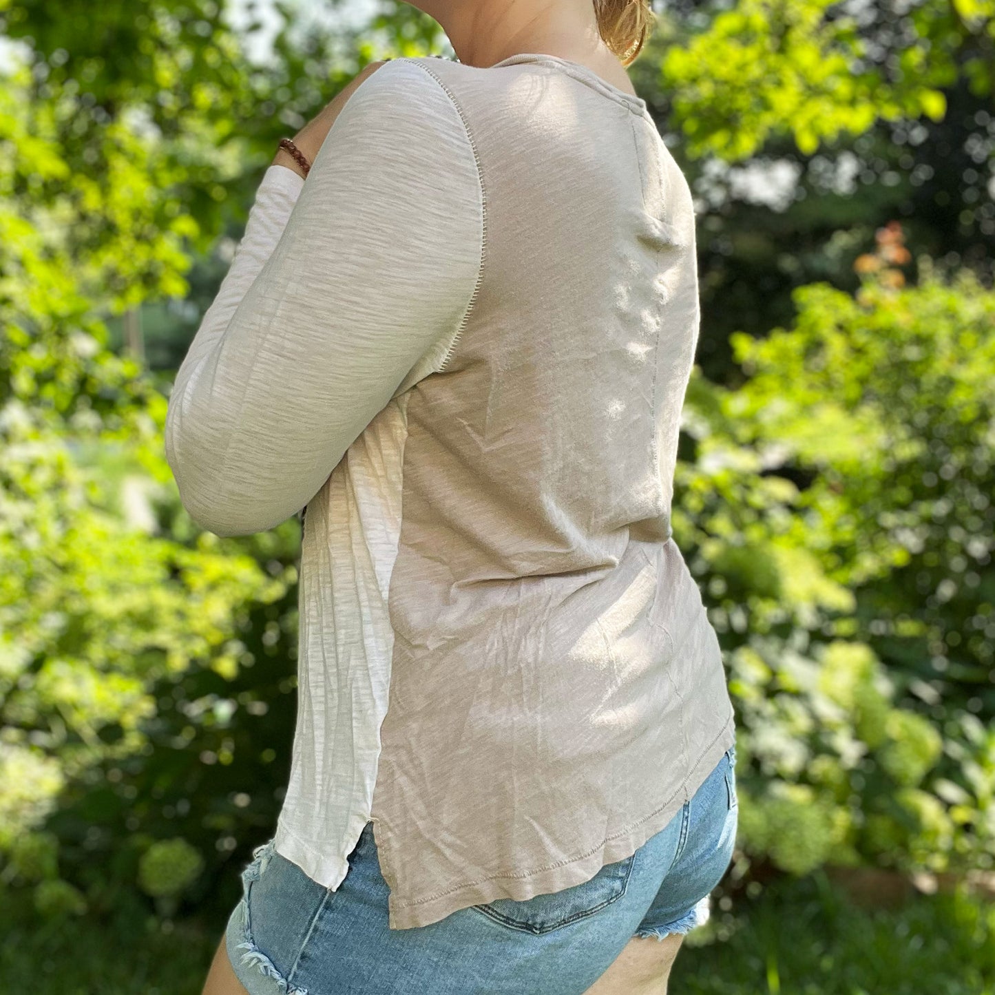 One Day at a Time | July Birth Flower | Cream / Tan Long Sleeve | Large
