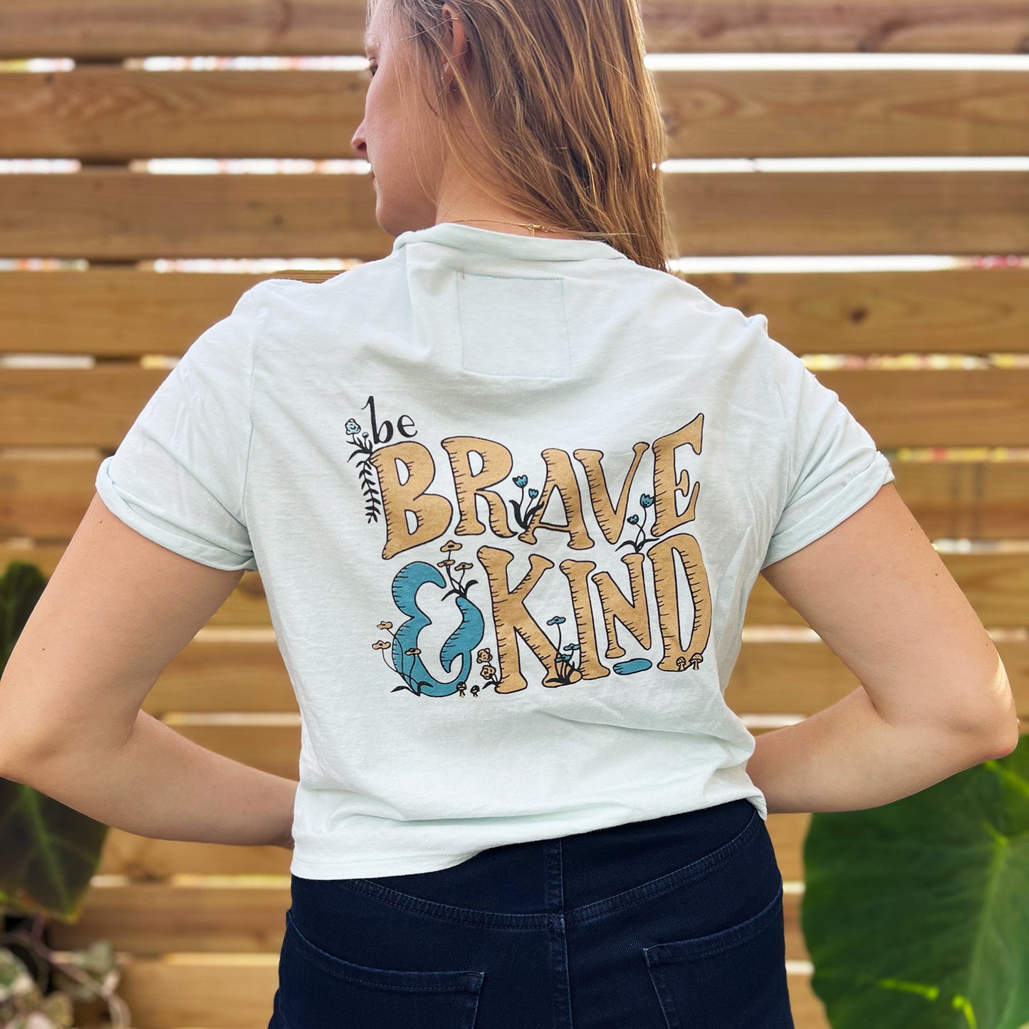 Brave & Kind | Light Blue Crop Top | Large