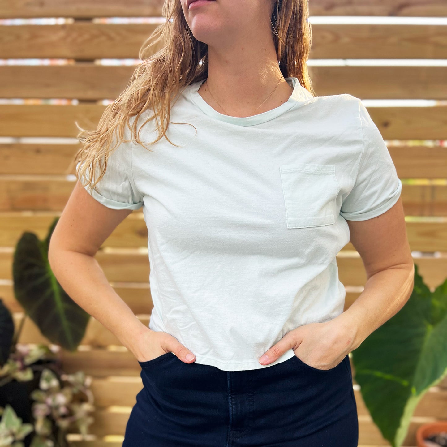 Brave & Kind | Light Blue Crop Top | Large