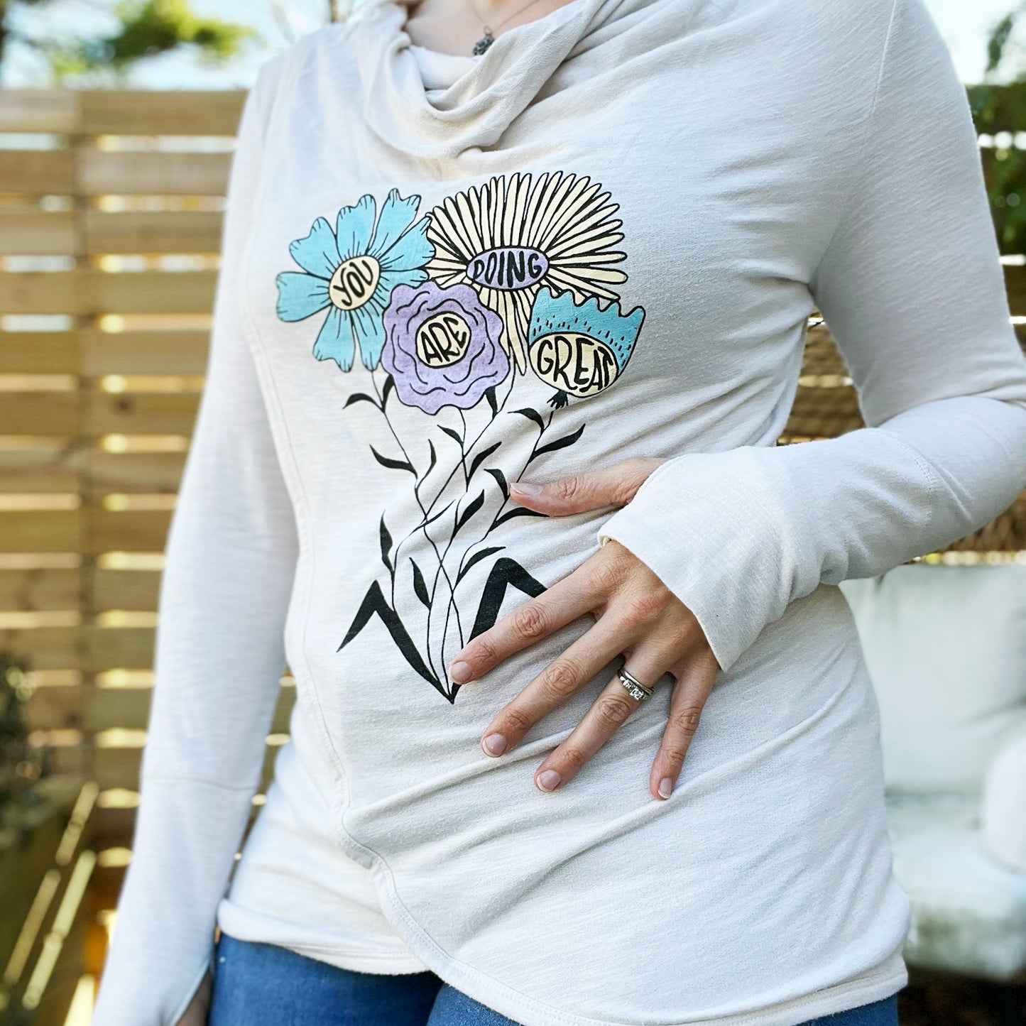 You Are Doing Great | Cream Long Sleeve Tunic | Large