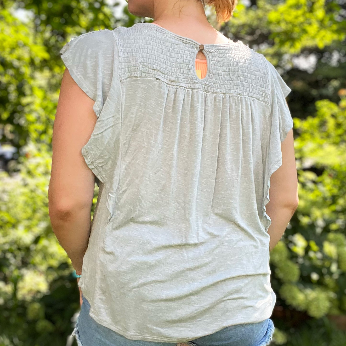 One Day at a Time | July Birth Flower | Gray Cute Top | XL