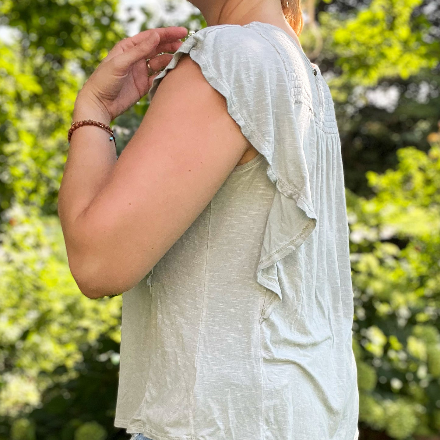 One Day at a Time | July Birth Flower | Gray Cute Top | XL