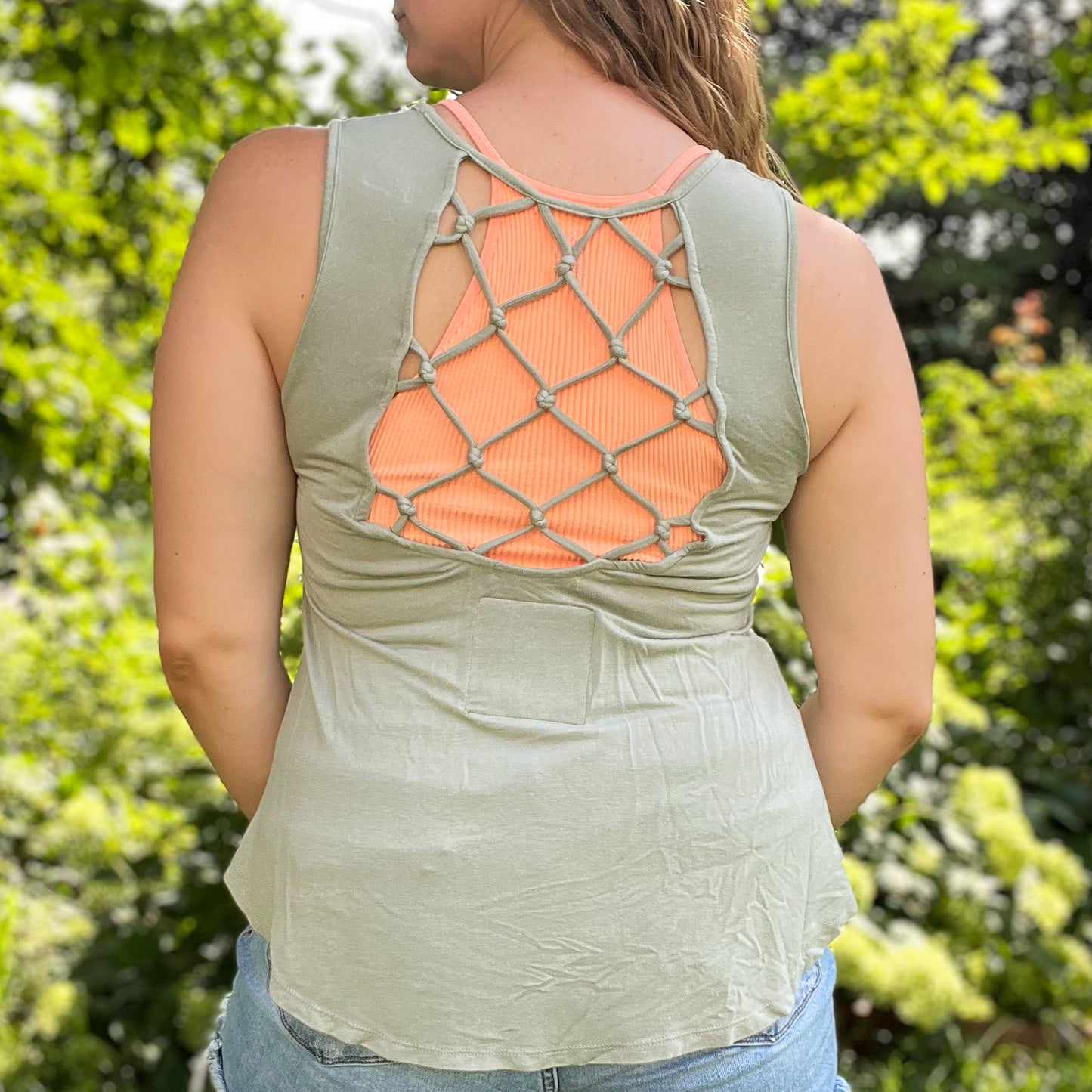 One Day at a Time | July Birth Flower | Green Tank Top | Small