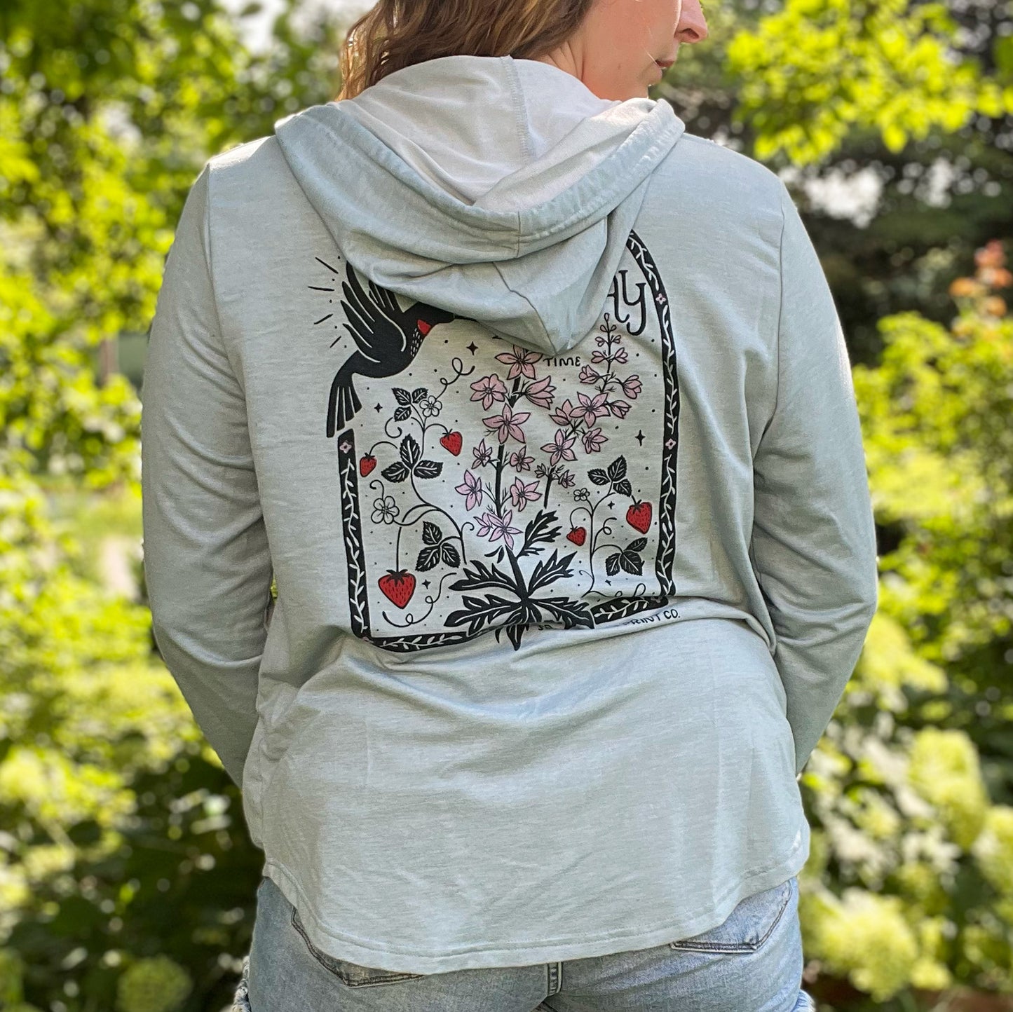 One Day at a Time | July Birth Flower | Blue Zip-Up Hoodie | Large
