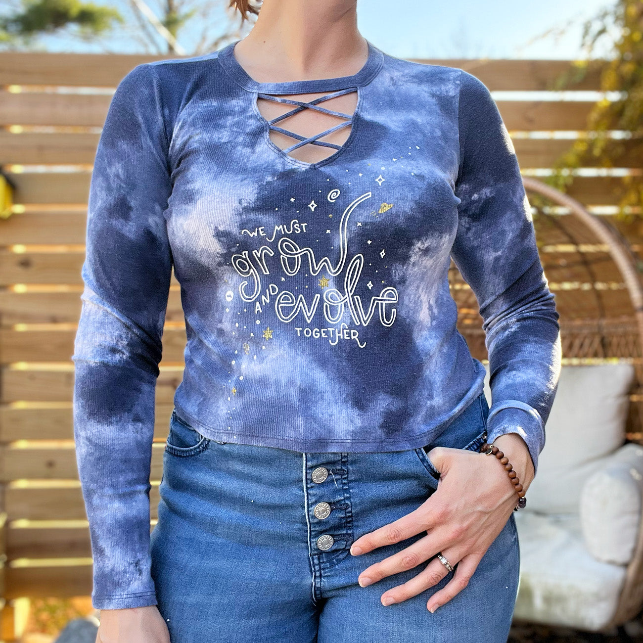 Grow & Evolve | Blue Tiedye Crop Top | Medium