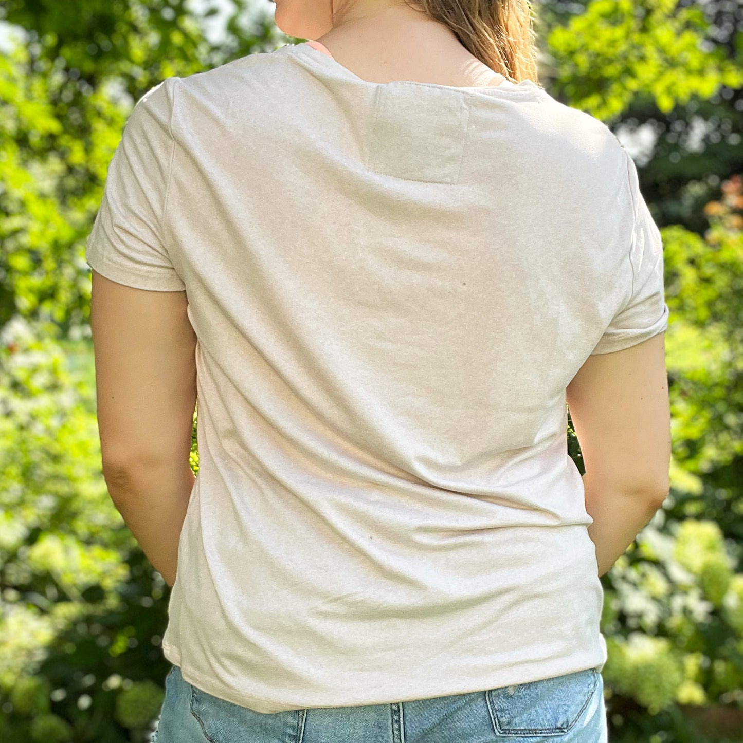 One Day at a Time | July Birth Flower | Light Pink Tee | Large