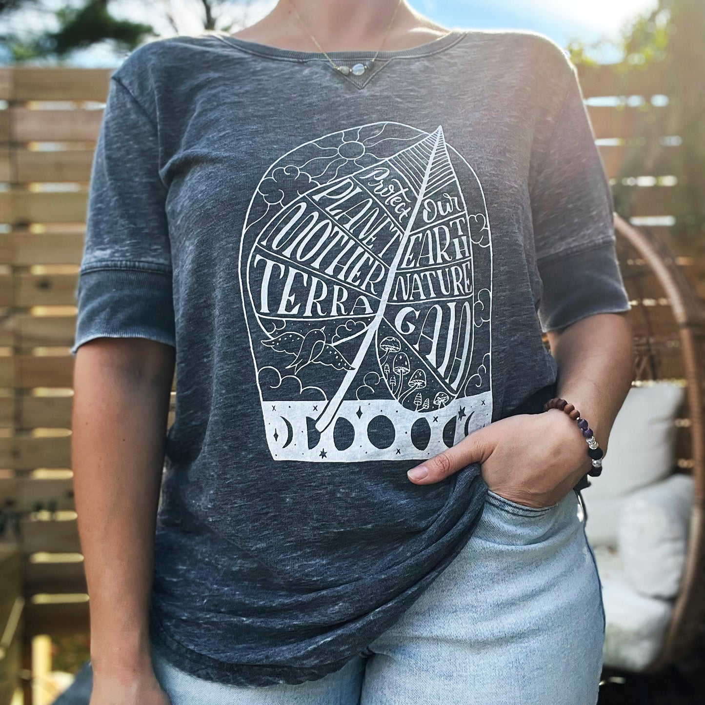 Protect Mother Nature | Gray Distressed Tee | Large