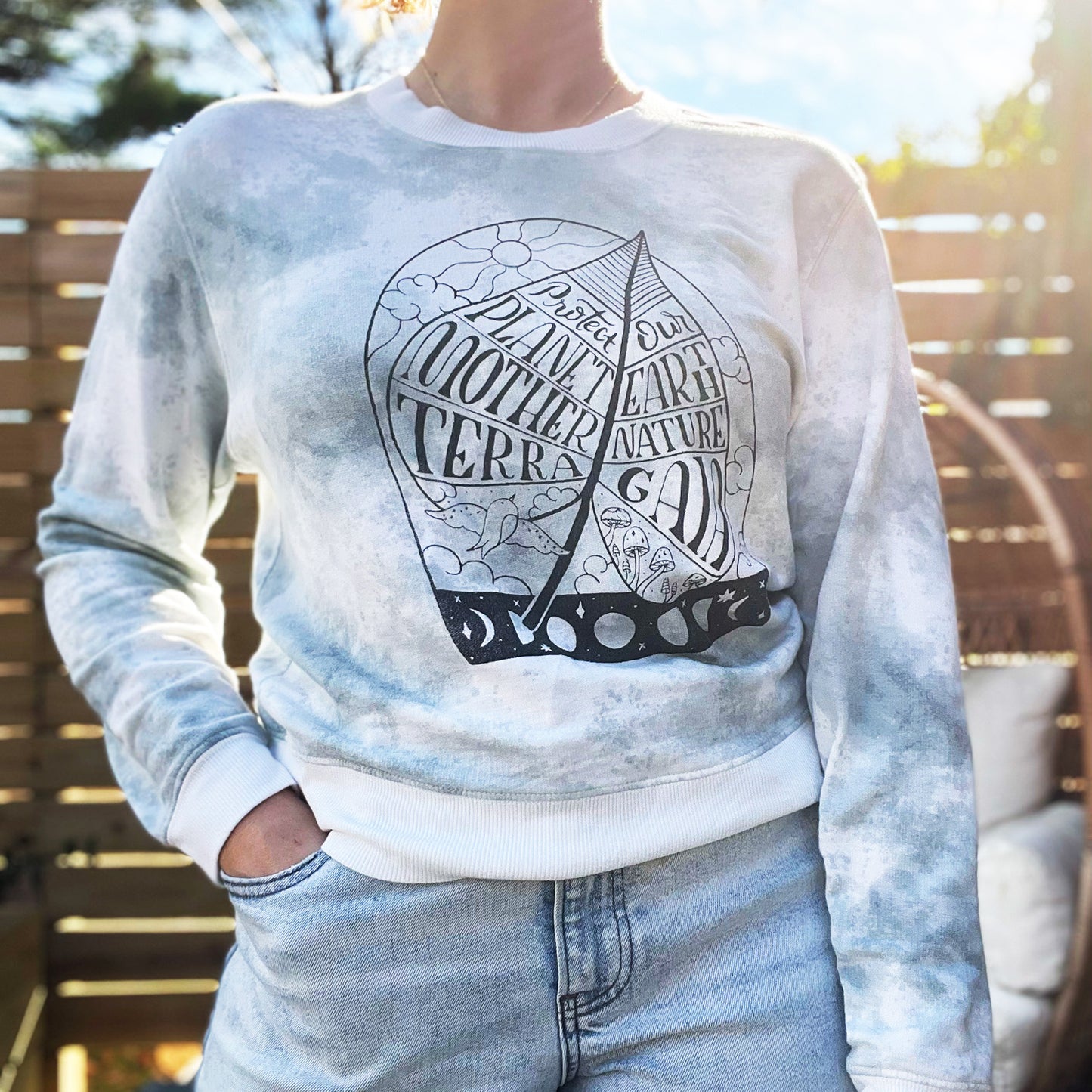 Protect Mother Nature | Gray Tiedye Sweater | Large