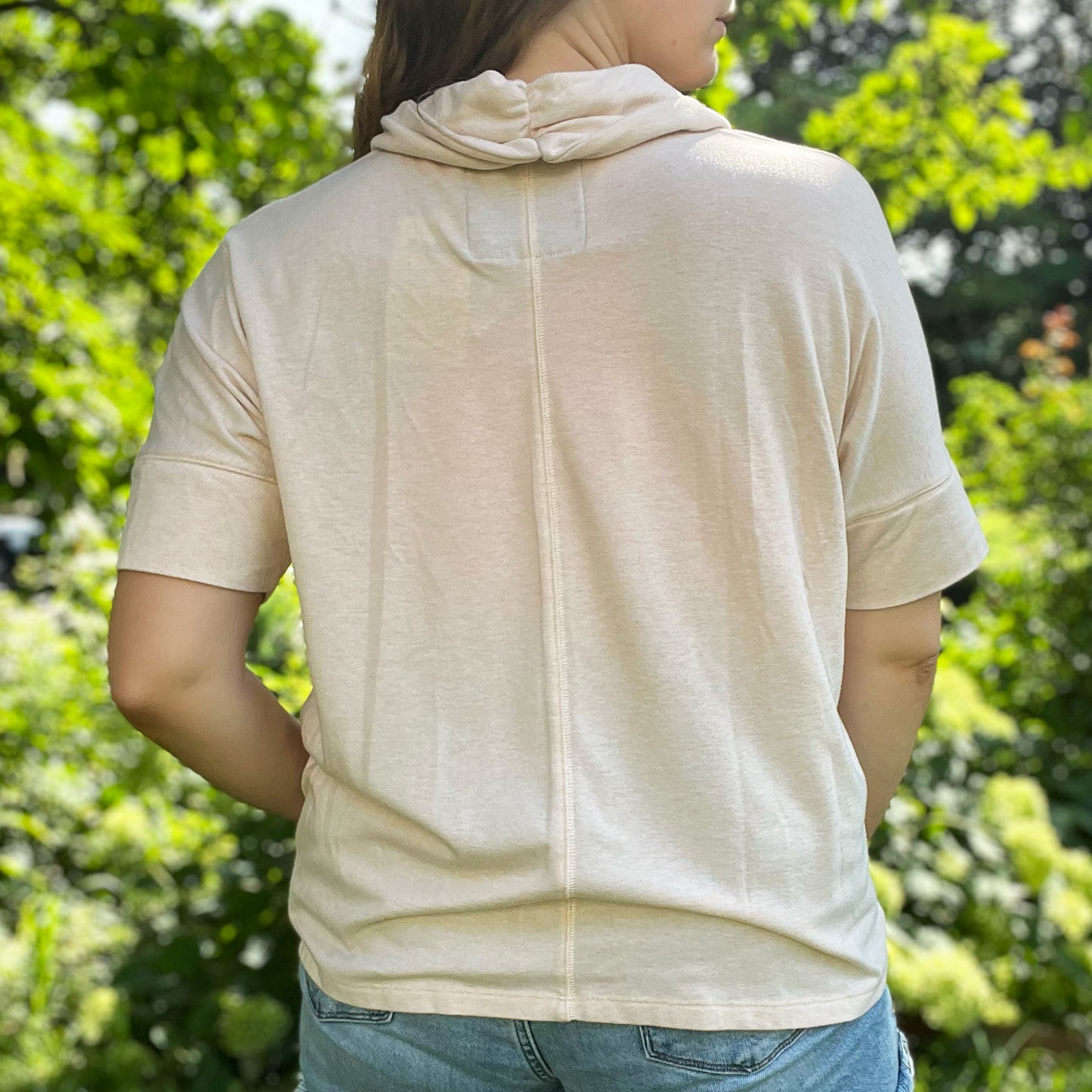 One Day at a Time | July Birth Flower | Light Pink Cowl Neck Top | Medium