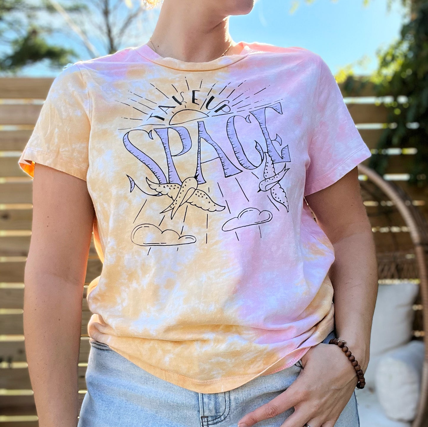 Take Up Space | Pink/Orange Tiedye Tee | X-Large