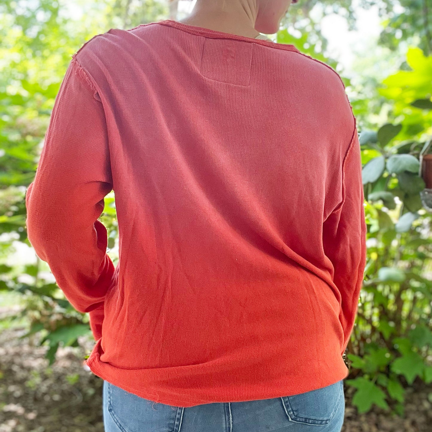 Stronger Together | June Birth Flower | Pink to Red Ombre Long Sleeve | Large