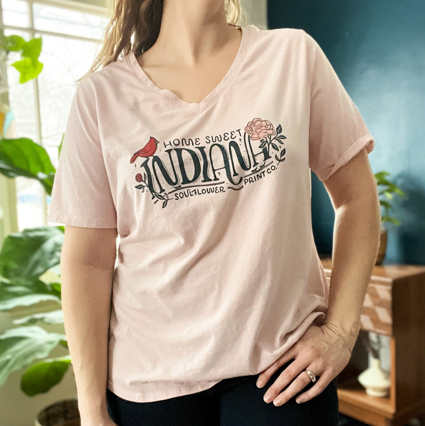 Home Sweet Indiana | Pink Tee | XL