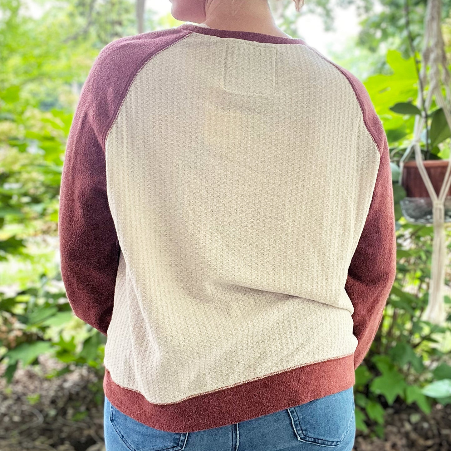 Stronger Together | June Birth Flower | Red & Cream Long Sleeve | Large