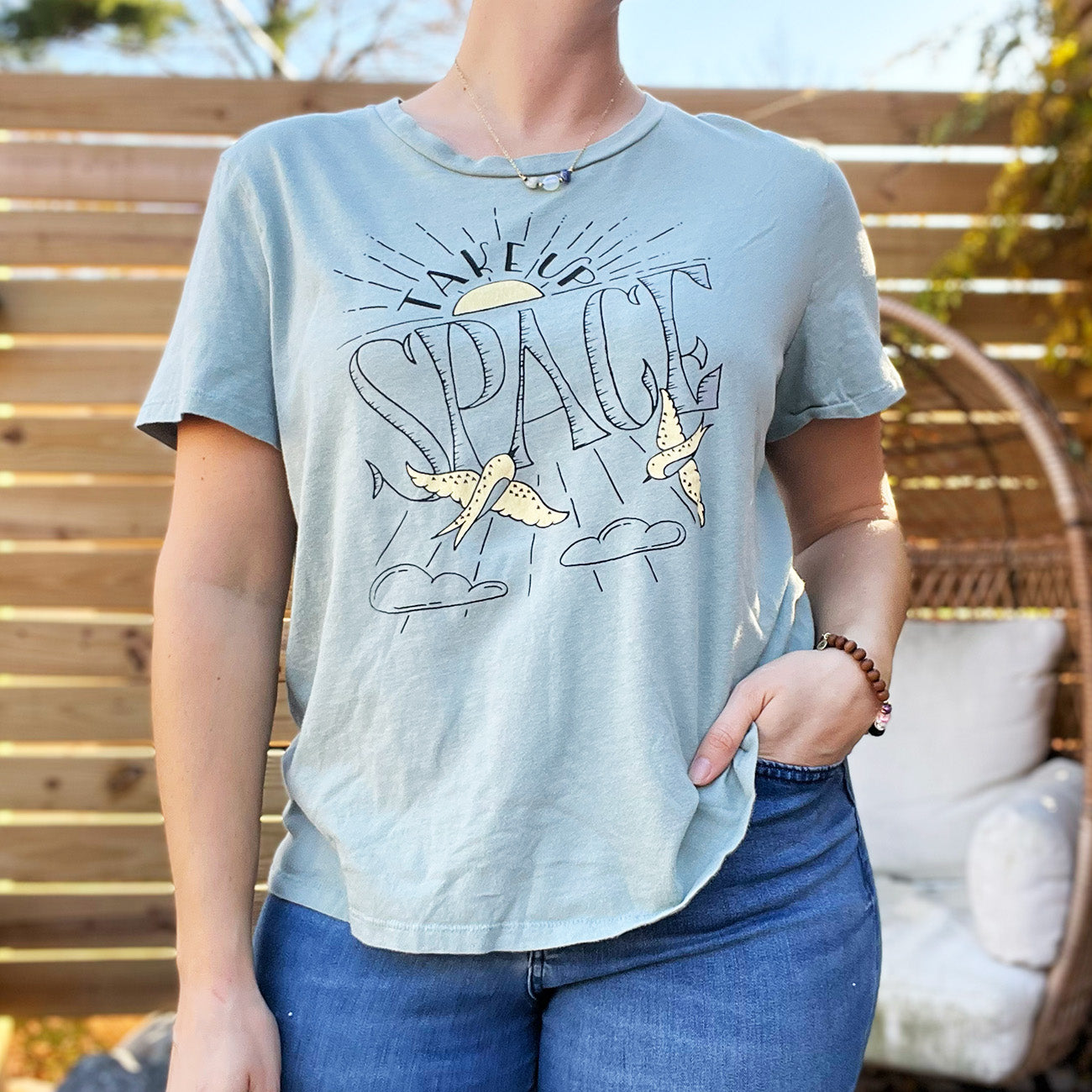 Take Up Space | Dusty Blue Tee | XL