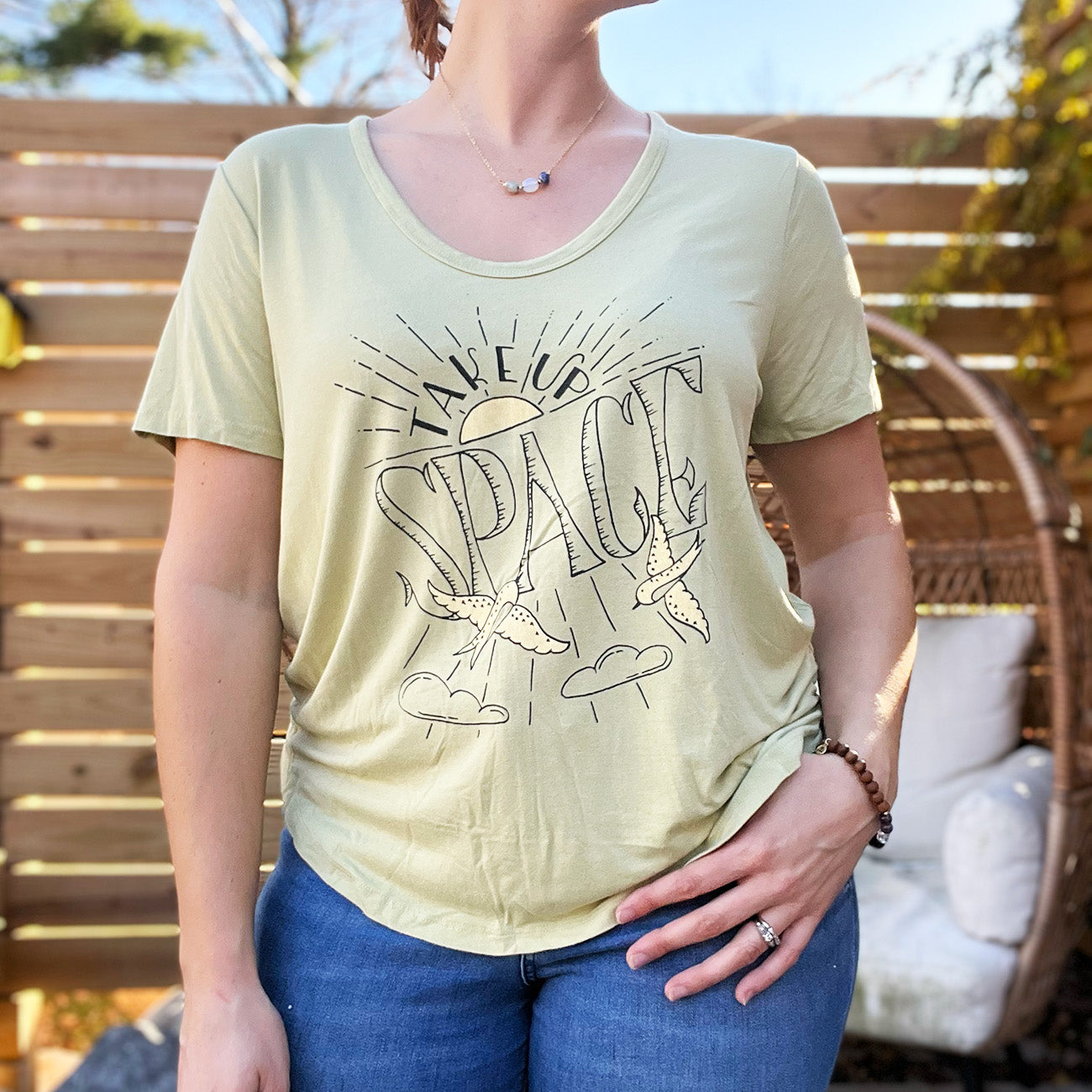 Take Up Space | Light Green Tee | XL