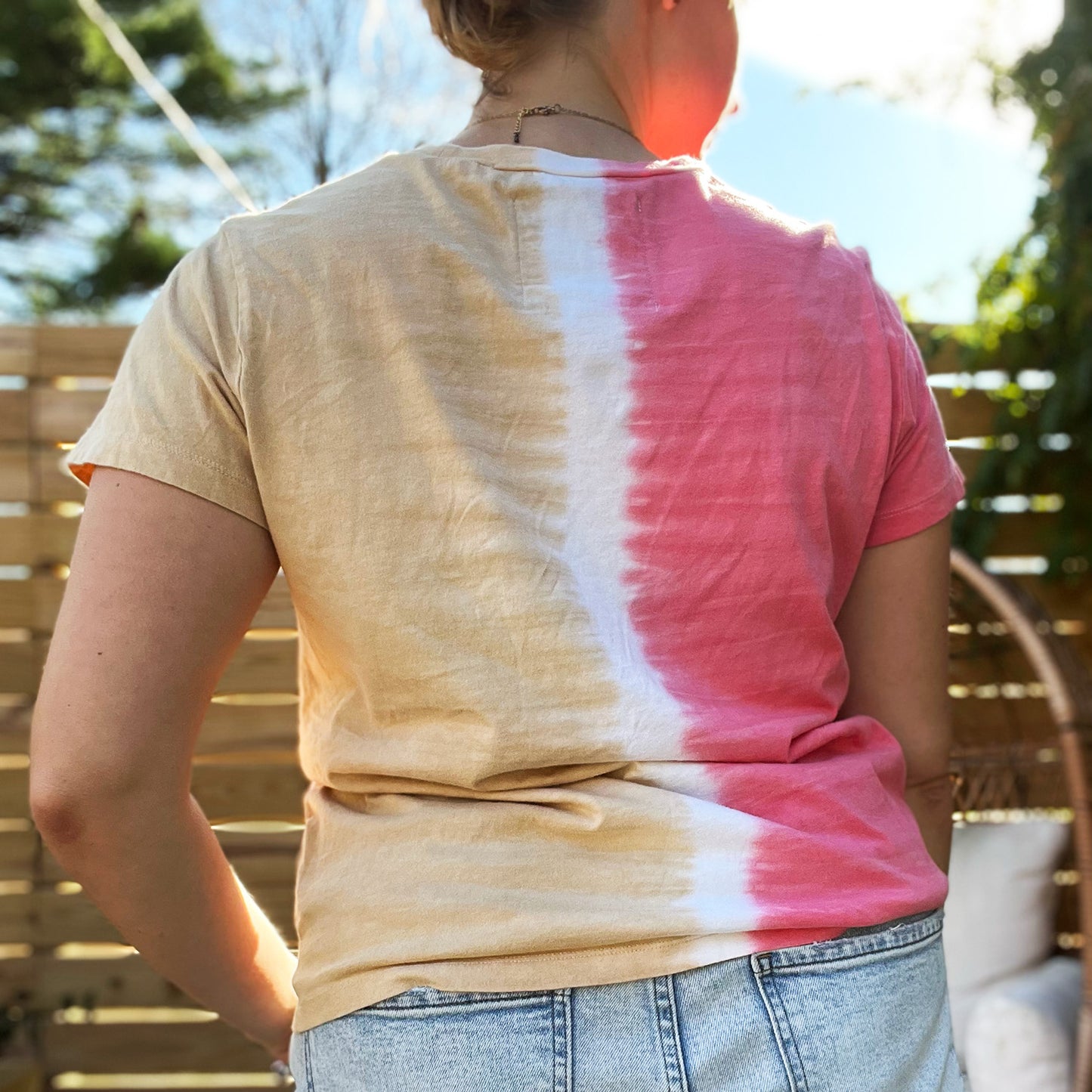 Take Up Space | Pink/Tan Tiedye Tee | Large