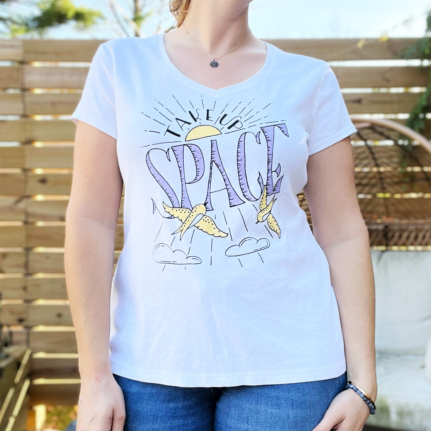 Take Up Space | White Tee | Large