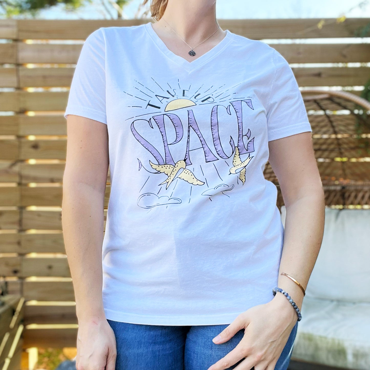 Take Up Space | White Tee | Large
