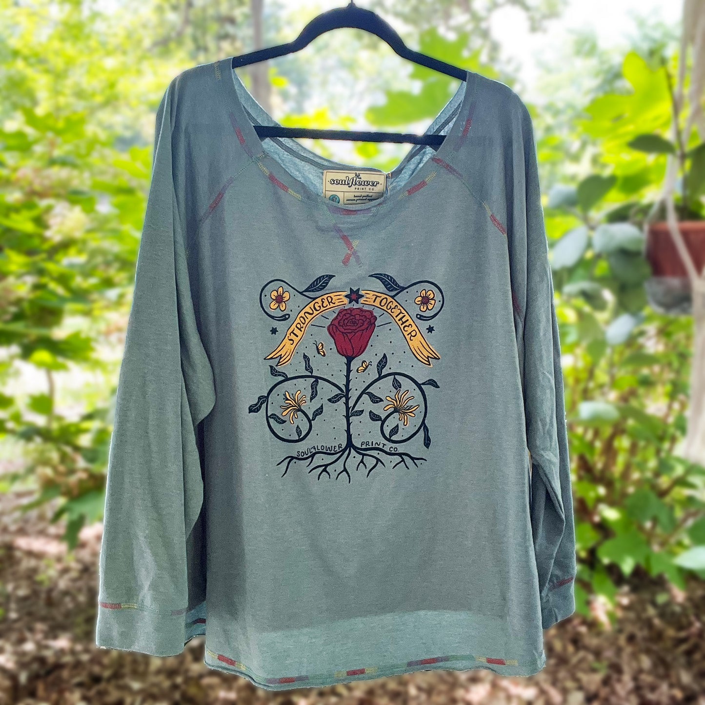 Stronger Together | June Birth Flower | Blue Long Sleeve Shirt | 3X