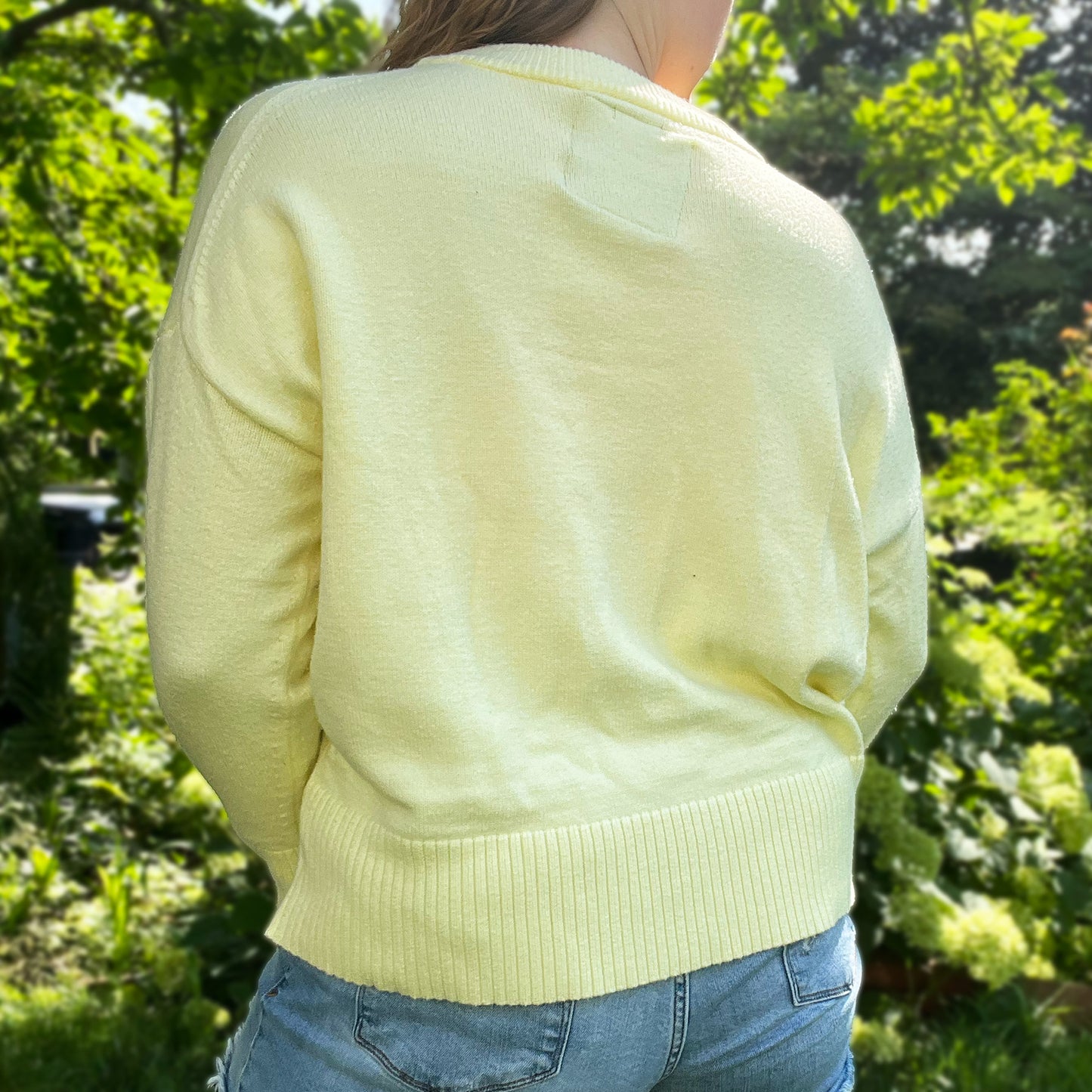One Day at a Time | July Birth Flower | Yellow Cozy Sweater | Large