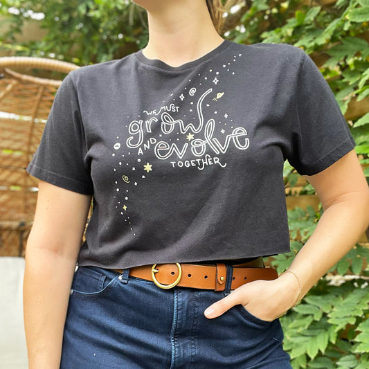 Grow & Evolve | Black Crop Top | Medium