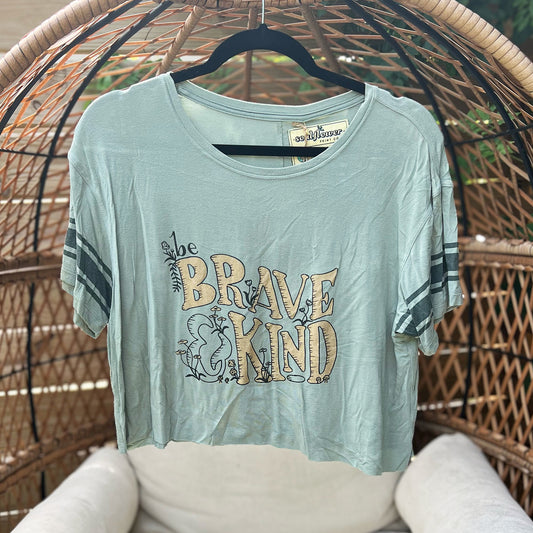 Brave & Kind | Vintage Blue/Green Crop Top | Small