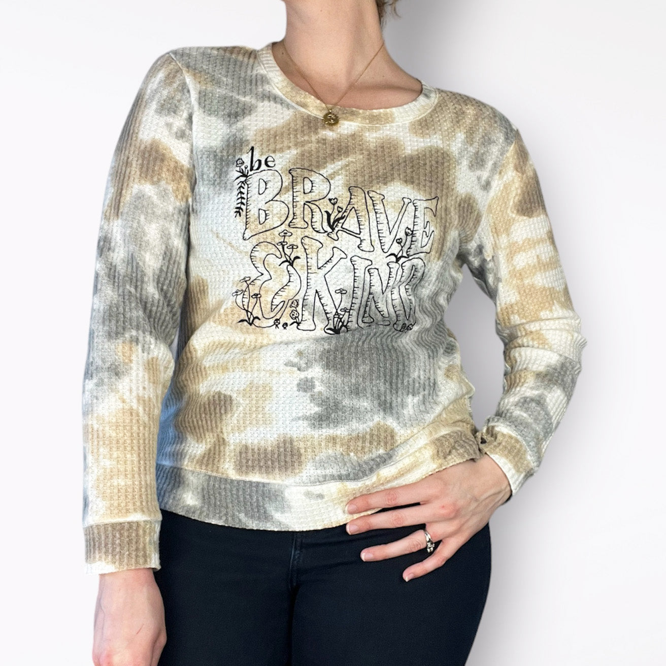 Brave & Kind | Gray/Brown Tiedye Long Sleeve | Small