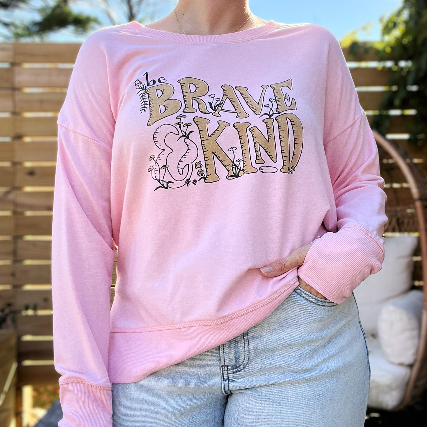 Brave & Kind | Pink Long Sleeve with Thumbholes | Large