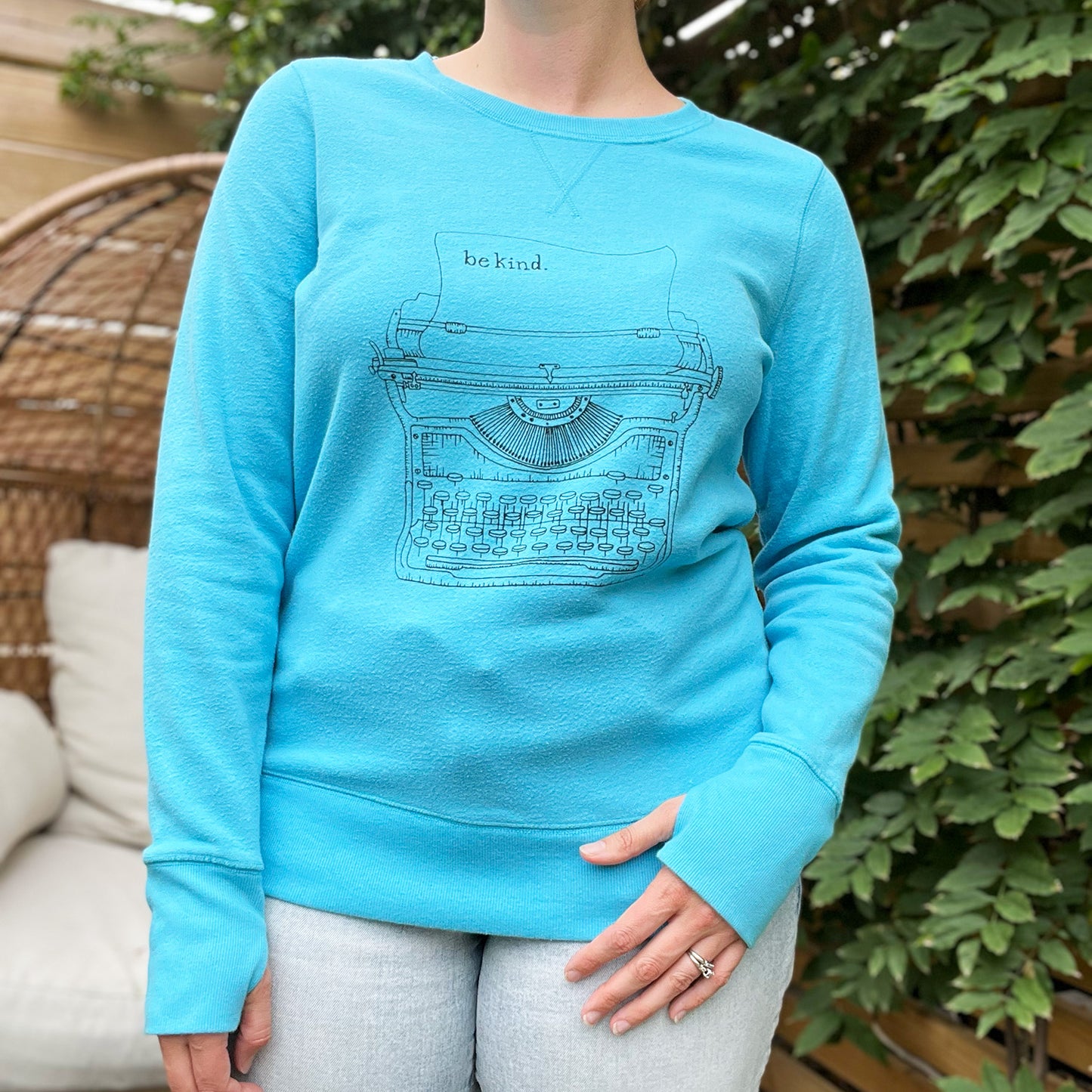 Typewriter | Blue Sweatshirt | Large