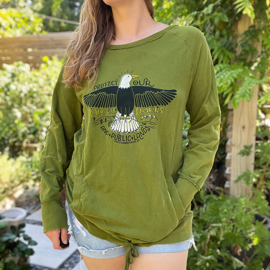 National Parks | Vibrant Green Long Sleeve w Pockets | XL