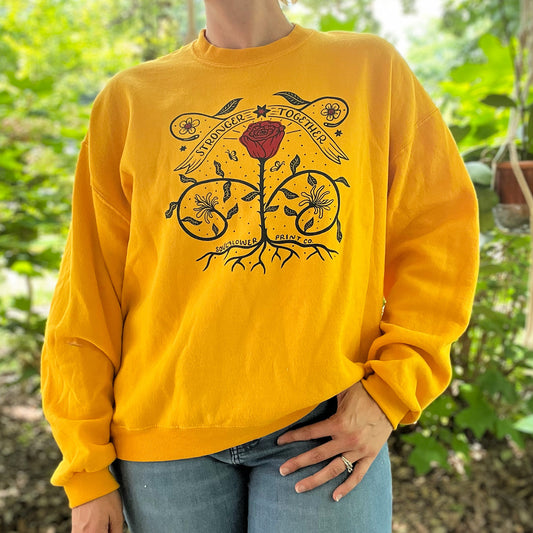 Stronger Together | June Birth Flower | Yellow Sweatshirt | XL