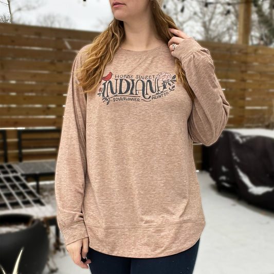 Home Sweet Indiana | Heather Brown Long Sleeve | 2X