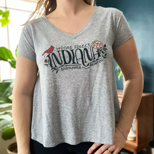 Home Sweet Indiana | Heather Dusty Blue Tee | Medium