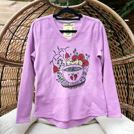 Self Care Cat | Pink Fleece Sweatshirt | Small