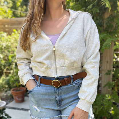 National Parks | Lt. Gray Cropped Hoodie Jacket | XL