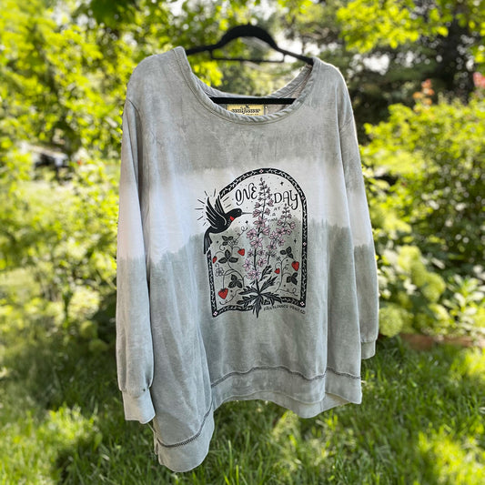 One Day at a Time | July Birth Flower | Gray Ombre Long Sleeve | 3X