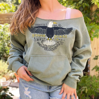 National Parks | Green Cut-Off Sweatshirt | Large