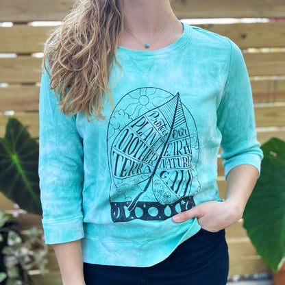 Protect Mother Nature | Green Tiedye 3/4 Sleeve | Medium.