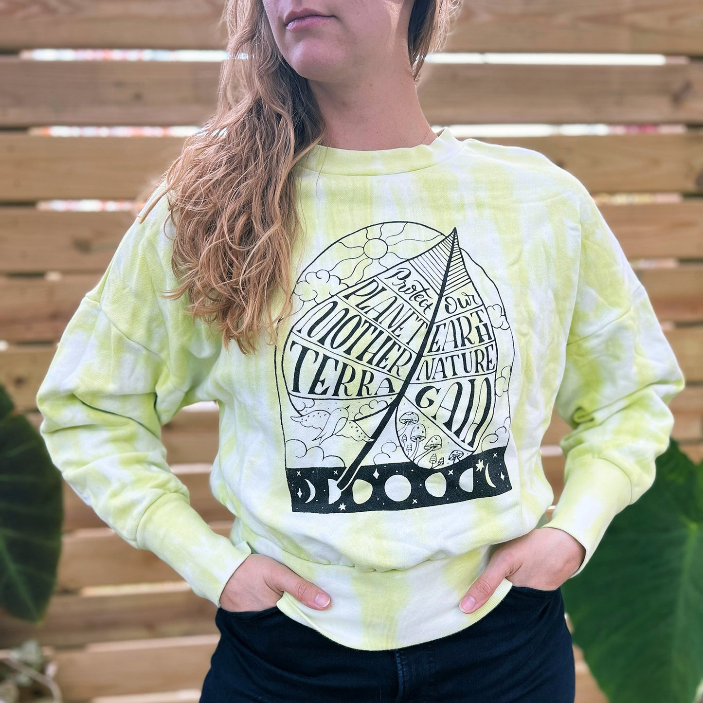 Protect Mother Nature | Green Tiedye Sweater | Medium
