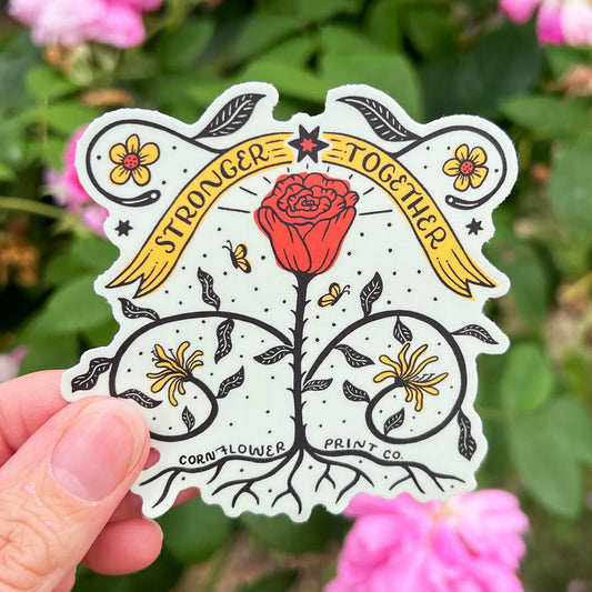 Vinyl Sticker | June Birth Flower | Rose & Honeysuckle