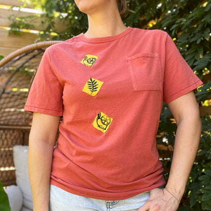 Lemon Block Print | Red Tee | 2X