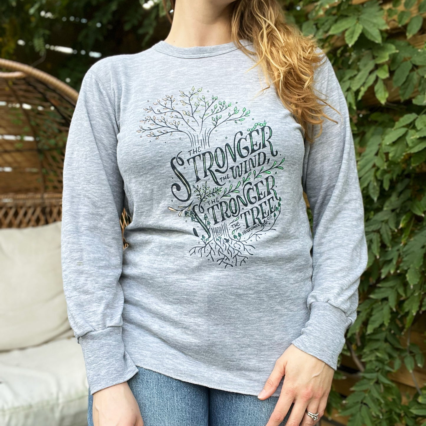 Strong Tree | Heather Gray Long Sleeve | Large