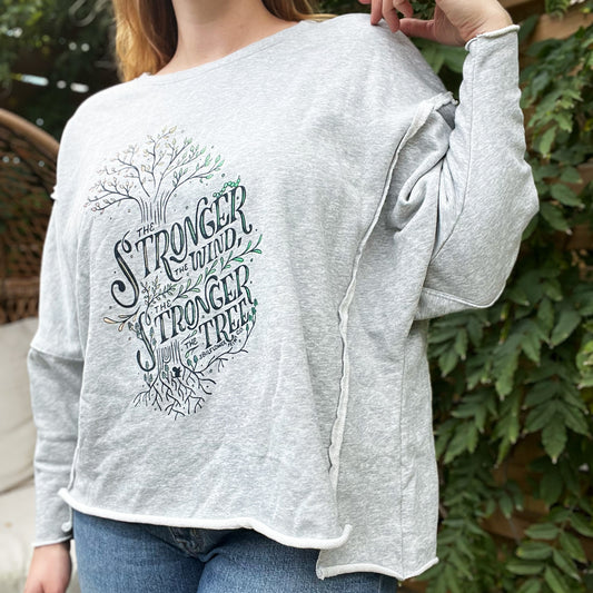 Strong Tree | Gray Flowy Long Sleeve | 2X