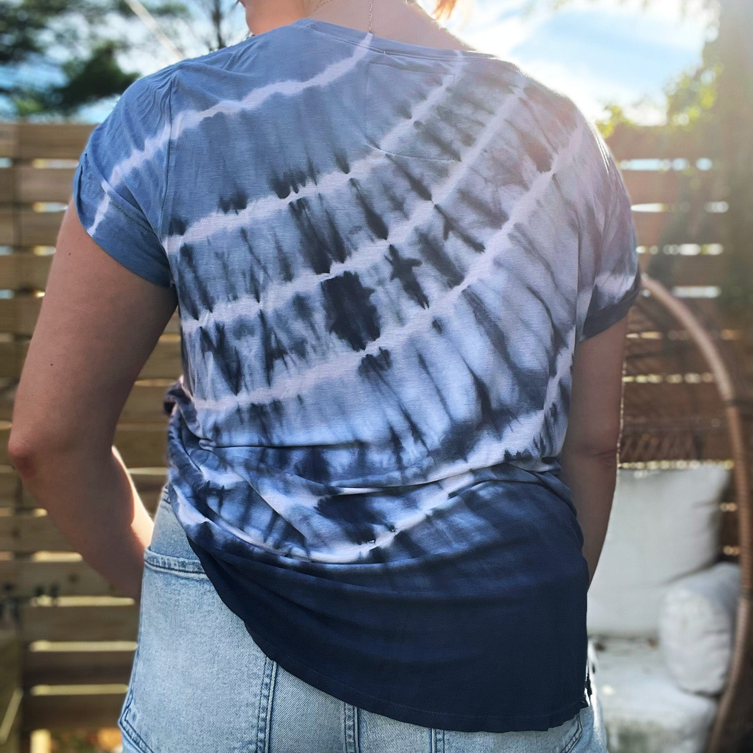 Protect Mother Nature | Gray/Blue Tiedye Tee | Large.