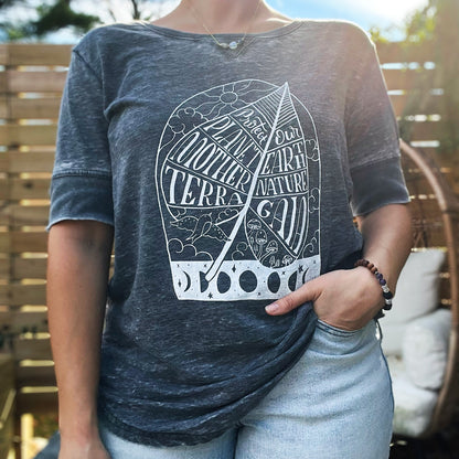 Protect Mother Nature | Gray Distressed Tee | Large.